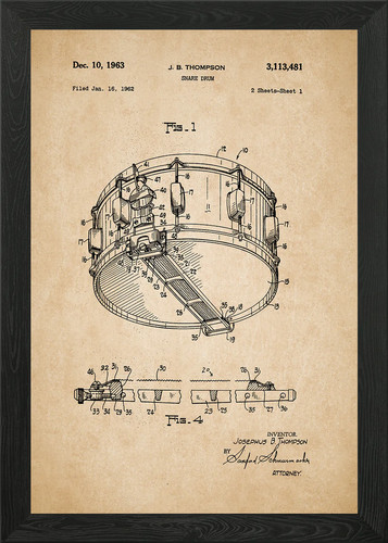 Snare drum vintage patent - snare,