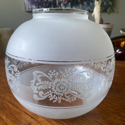 Antique glass etched - etched, globe