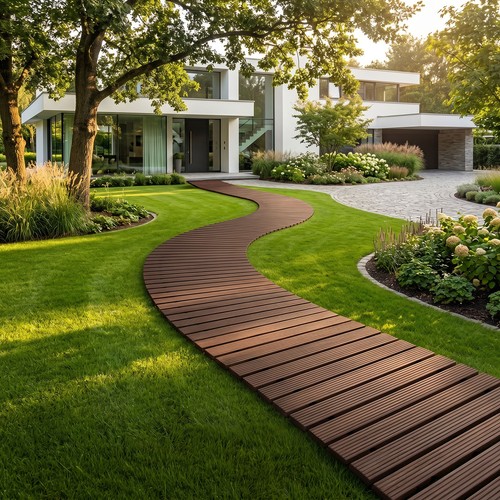 Wooden garden pathway outdoor - wooden,