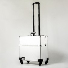 Pro Silver Metal Aluminium Pilot Wheeled Trolley Case Hard Briefcase 4 Wheel
