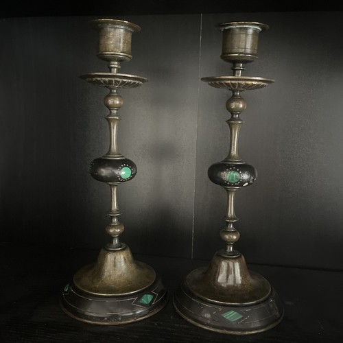 19c bronze candlesticks - 19c, with