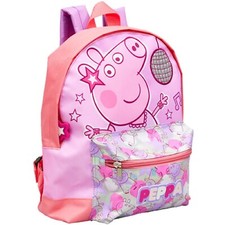 GIRLS PEPPA PIG KIDS SCHOOL LUNCH BACKPACK BAG SPORTS RUCKSACK SILVER GLITTER
