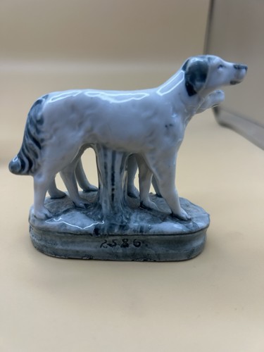 Pair ceramic borzoi dogs - dogs,