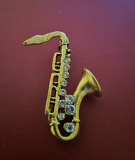 Saxophone Brooch Gold Tone