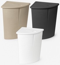 Corner Laundry Basket Hamper with Lid Plastic Triangular Washing Bin Ventilated