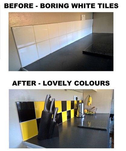 Tile stickers transfers - tile, black