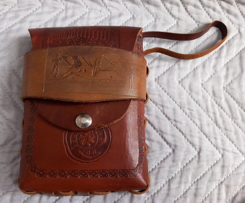 Vtg tooled leather greek - tooled,