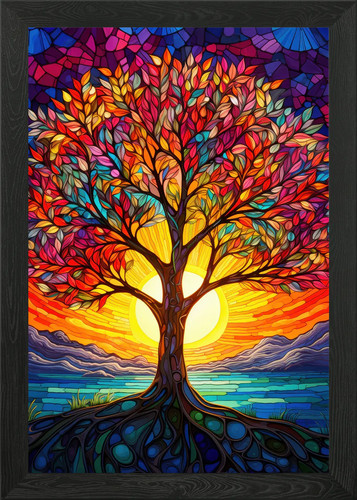 Vibrant stained glass - vibrant, tree