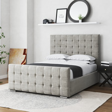 Grey Cubed Headboard Ottoman