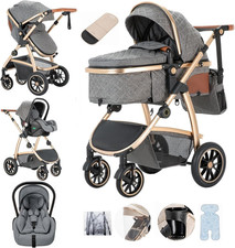 Travel Systems 3 in 1 Prams with Car Seat,Travel Stroller Features an Adjustable