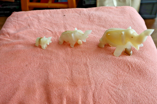 Set vintage onyx elephant - set, 3