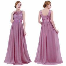 Women's Ladies Chiffon Bridesmaid Dresses Evening Prom Lace Flower Dress Gown