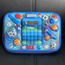 Smiggle Pencil Case SK8 And Balk Sports Blue With Integrated Calculator