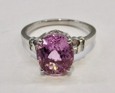 Rhapsody Platinum 950 Pink Kunzite & Diamond Dress / Cocktail Ring Size T