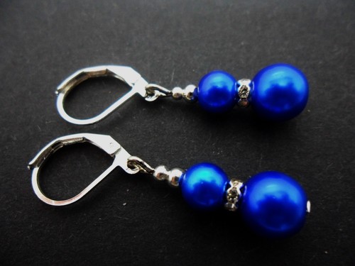 Pair dangly glass pearl bead - pair,