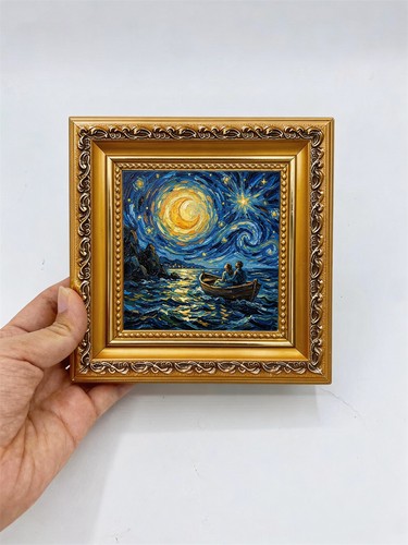 Boat the lake - with, moon