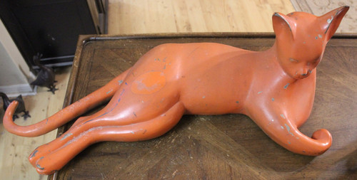 Vintage aluminum reclining cat - vintage,