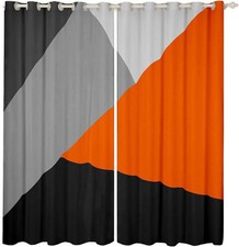 Orange gray window curtains - orange,