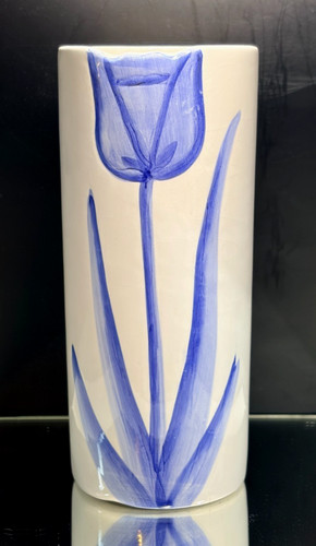 Hand painted blue white tulip - blue,