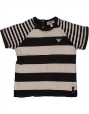 ARMANI BABY Baby Boys T-Shirt Top 18-24 Months Black Striped Cotton DI30
