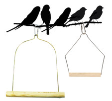 Caged bird wooden swing perch - caged,