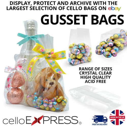 Clear cellophane gusset - gusset, bag