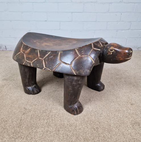 Baule tribe carved stool - a,