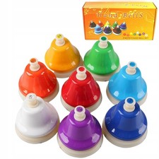 8Pcs Colorful Handbells Musical Instrument Percussion Music Toys Set Hand Bells