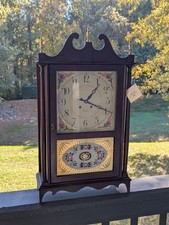 Chelsea Pillar And Scroll Terry Clock Artist Signed Tablet 1977 Mahogany W/ Key