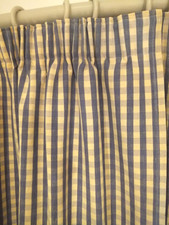 PAIR GINGHAM CURTAINS DENIM