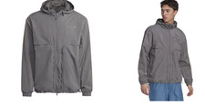 Men's Adidas Windbreaker shiny grey Jacket big pockets Full Zip size M
