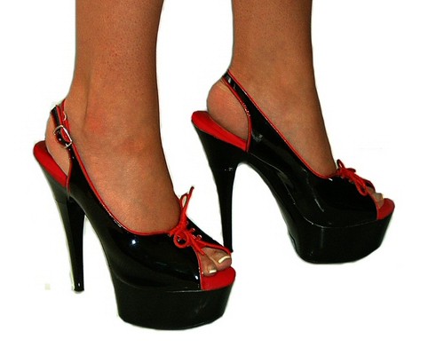 Black red peep - shoes,