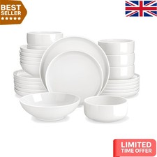 Elegant 24-Piece White Porcelain Dinnerware Set for 6 - Chip-Resistant & Durable