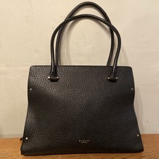 RADLEY Large Black Leather & suede Shoulder handbag Mock Croc Tote 14X11 inches 