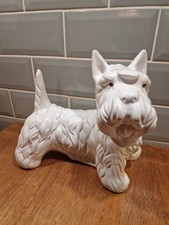 Vintage Ceramic 1950's White Scottie Westie Terrier Dog Statue Figurine