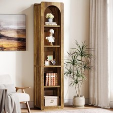 180cm Tall Narrow Bookshelf, 5-Tier Slim Wooden Bookcase w/ Open Storage Shelves
