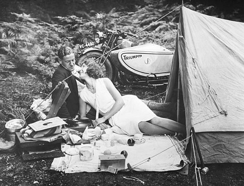 Couple motorbike camping - couple,