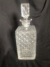 VICTORIAN Square Antique Hobnail Lead Crystal Decanter  & Stopper - C.1900