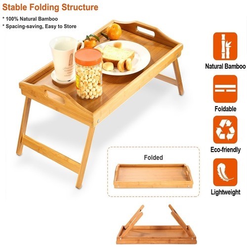 Bamboo wooden bed - bamboo, tray