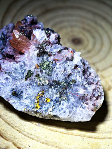 Red quartz cluster specimen - red,