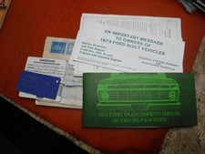 1973 FORD TRUCK F-100 250 350 P&M SERIES OWNERS MANUAL PACKAGE GUIDE VIN TAG