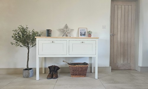 Harvest table oak console - -,