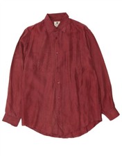 KENNINGTON Mens Shirt Medium Burgundy Silk AG12