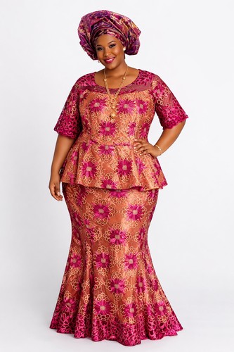 African lace fabric dress - , of