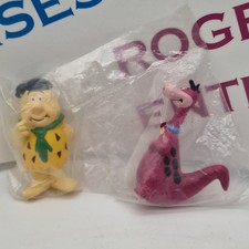 Vintage Hanna Barbera The Flintstones Dino & Fred ARTOY Figures 2.5" Sealed Bags
