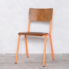 ORANGE STACKING CAFE CHAIR VIBRANT METAL RETRO STYLE RESTAURANT BAR SEATING