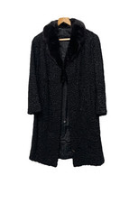 Vintage Persian Lamb Full Length Coat Fur Collar Size 10 Good Condition