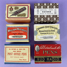 6 Vintage Empty Pen Nib Boxes