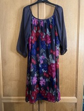 Womens Dress Size 18 MONSOON Occasion Wear Floral Sheer Party Lined 100% Silk