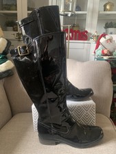 Clarks Black Patent Leather Knee Length Boots Size 6D